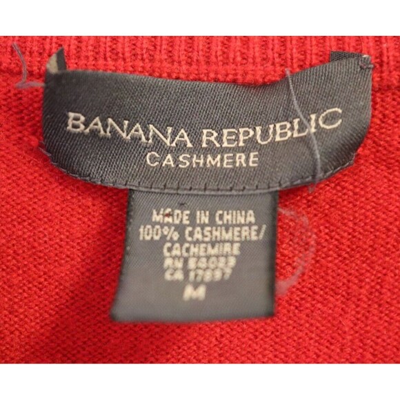 Banana Republic Sweater Mens Medium Red Pullover‎ V Neck 100% Cashmere - Picture 4 of 7
